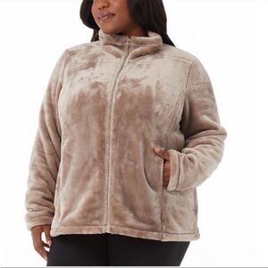 NWT 32 Degrees Ladies Plush Faux Fur Fabric Jacket TAN 3X